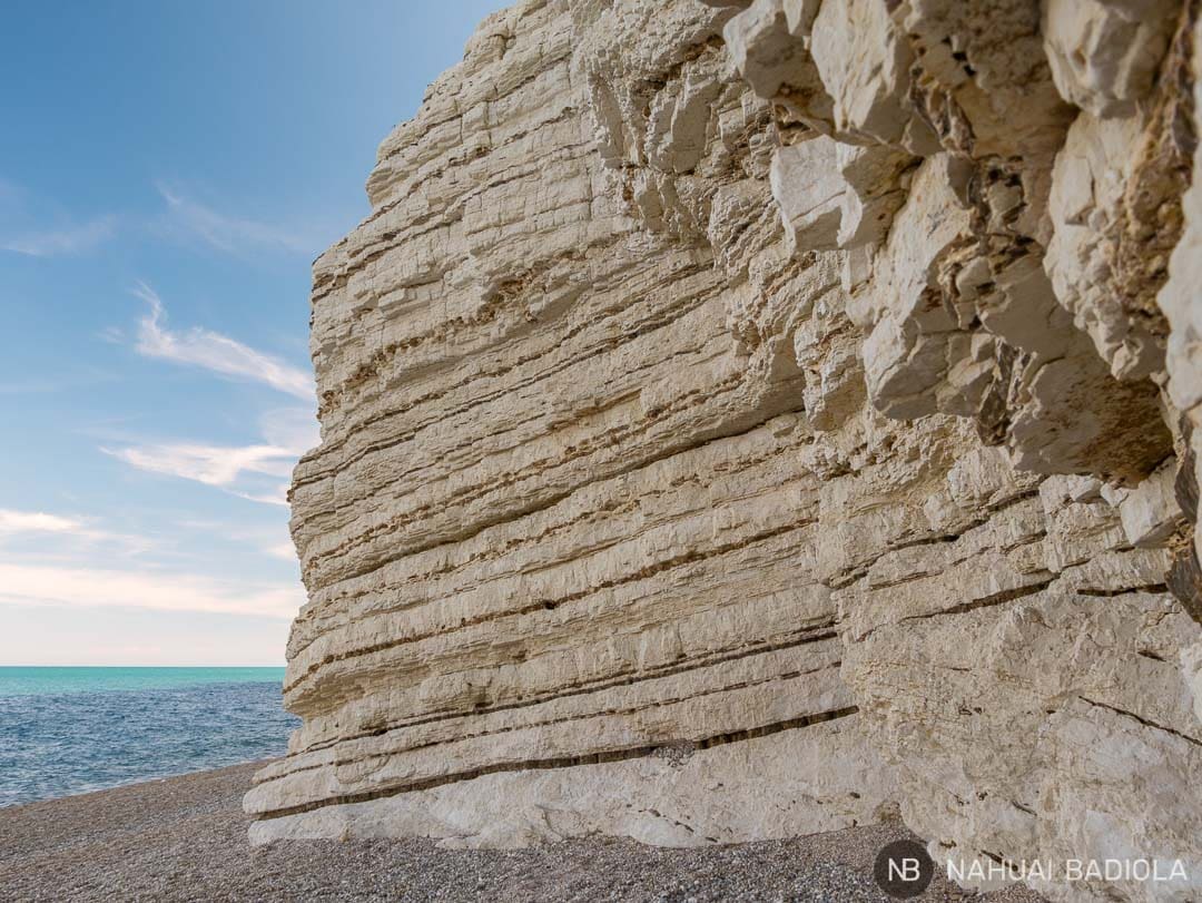 Detail of the cliff wall at Vignanotica beach, Puglia, Italy
