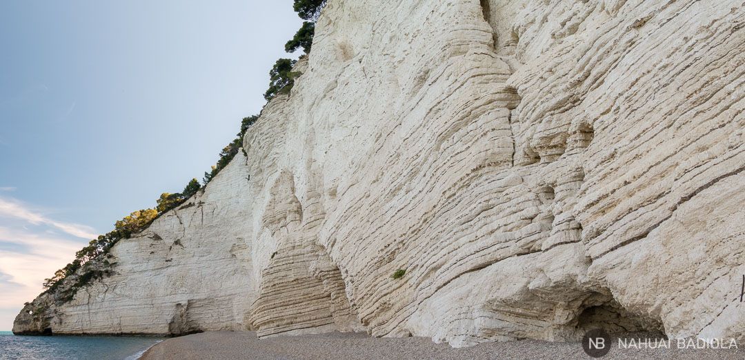 Panoramic view of Vignanotica beach, in Gargano National Park, Puglia.