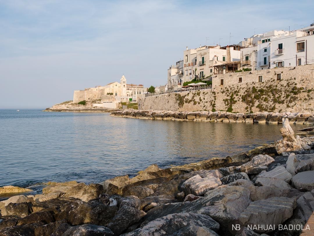 Church at the end of Vieste seen from the harbor.