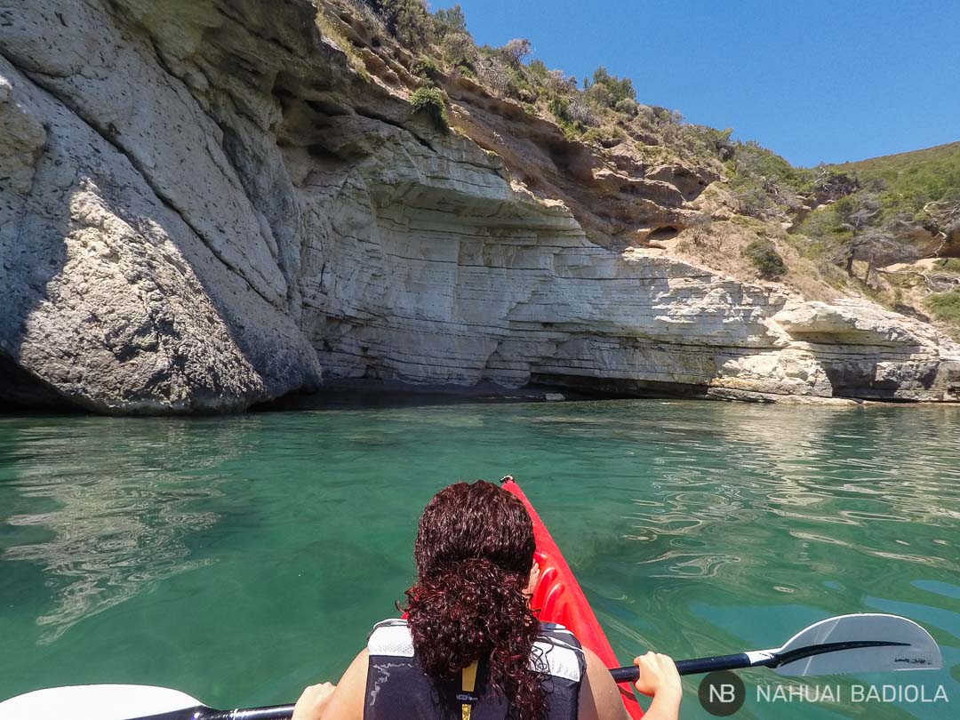 Small cove on the Gargano coast accessible by kayak. Italy.